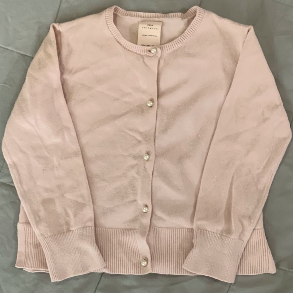 ZARA Knitwear Kids Pink Cardigan w. Pearl Buttons